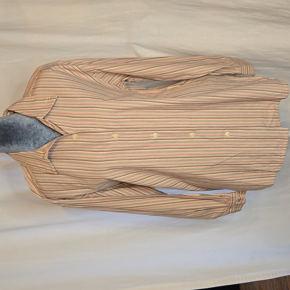 Vintage 90s Esprit 100% Cotton Button Up Oversized Shirt Size Medium Stripes